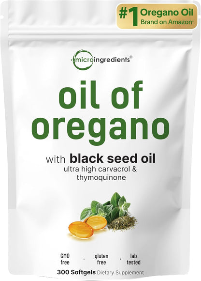 Micro Ingredients Oregano Oil with Black Seed Oil - 300 Softgels